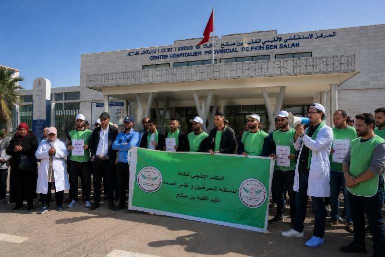 احتقان بالمستشفى الإقليمي بالفقيه بن صالح: الأطر الصحية تحتج للمطالبة بتنفيذ الاتفاقيات وتحسين ظروف العمل